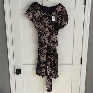 GAP Women's Mini Dress - Black and Brown Zigzag